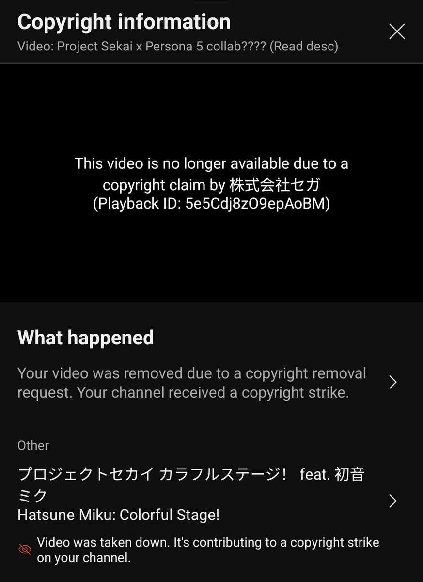 Nazbruhhh's tweet image. ⚠️ IMPORTANT ⚠️
Just Today, my channel Nazbruhh got the first copyright strike by Sega itself a few days after posting the video of Project Sekai x Persona 5 collab video. Because of my old videos I fear that my channel might get affected terribly.