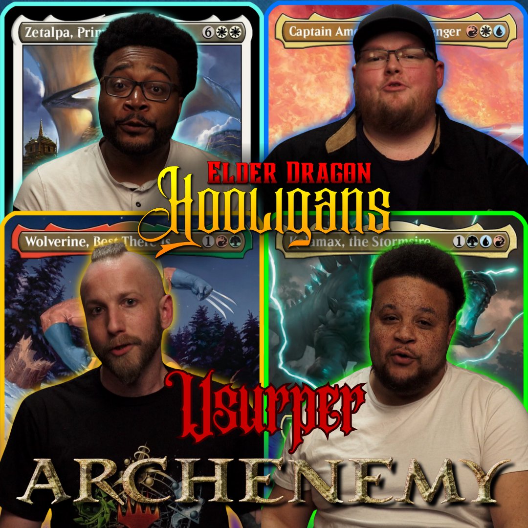 Our newest Elder Dragon Hooligans episode just dropped!  The Hooligans play Usurper! A fun archetype that combines Monarch in the Middle and Archenemy!

Link- youtu.be/5ootfuOA-Ko

#mtg #edh #MagicTheGathering #mtgedh #commander #mtgcommander