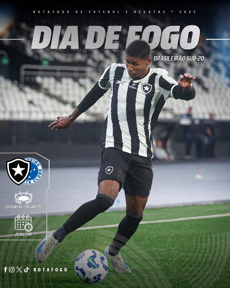 base_botafogo's tweet image. Dia de Fogo! 🔥
Os Crias do Fogão enfrentam o Cruzeiro pela última rodada do Campeonato Brasileiro Sub-20, às 15h, no Estádio Nilton Santos. 🌟