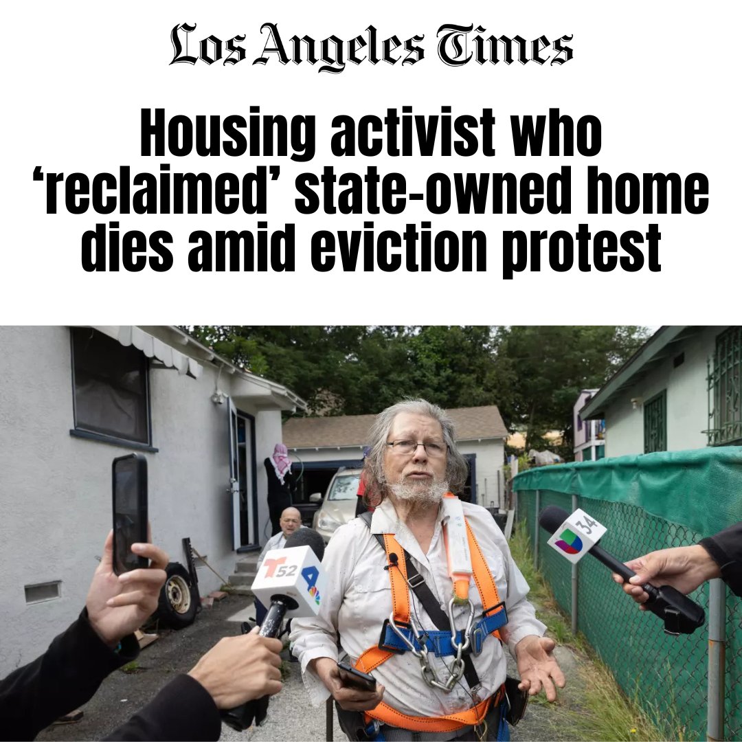TenantsTogether's tweet image. Rest in Power Benito Flores. Benito reclaimed a vacant state-owned home in El Sereno to highlight the absurd cruelty of the housing crisis. He fought for a world where housing is a human right, and not a commodity.
latimes.com/homeless-housi…