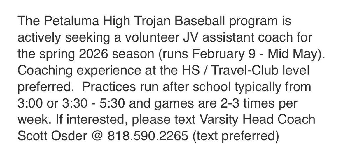 PETALUMA HIGH SCHOOL TROJAN BASEBALL (@phstrojanbb) on Twitter photo 