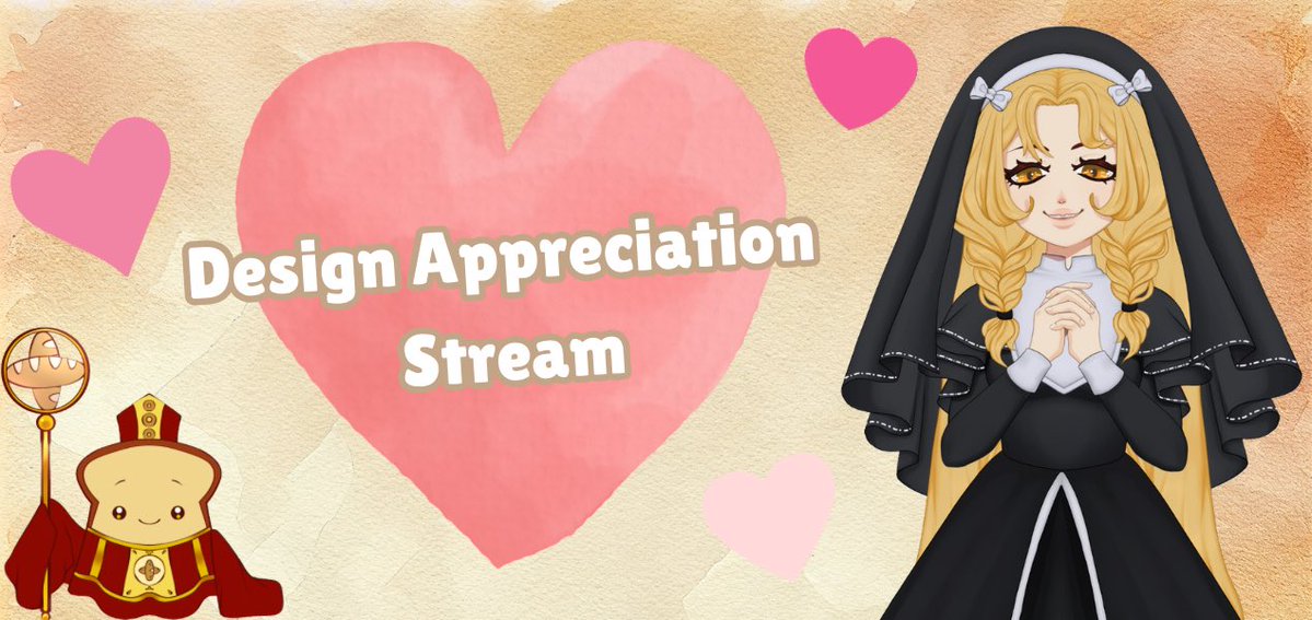 ChurchofBreadVT's tweet image. Good morning folloafers! ๐
I want to help share some love and positivity and want to host a Vtuber Design Appreciation stream as part of my Dough-nothon!
Vtubers, please submit amazing designs and tell me about yourselves! Iโll look at each one next Wednesday!