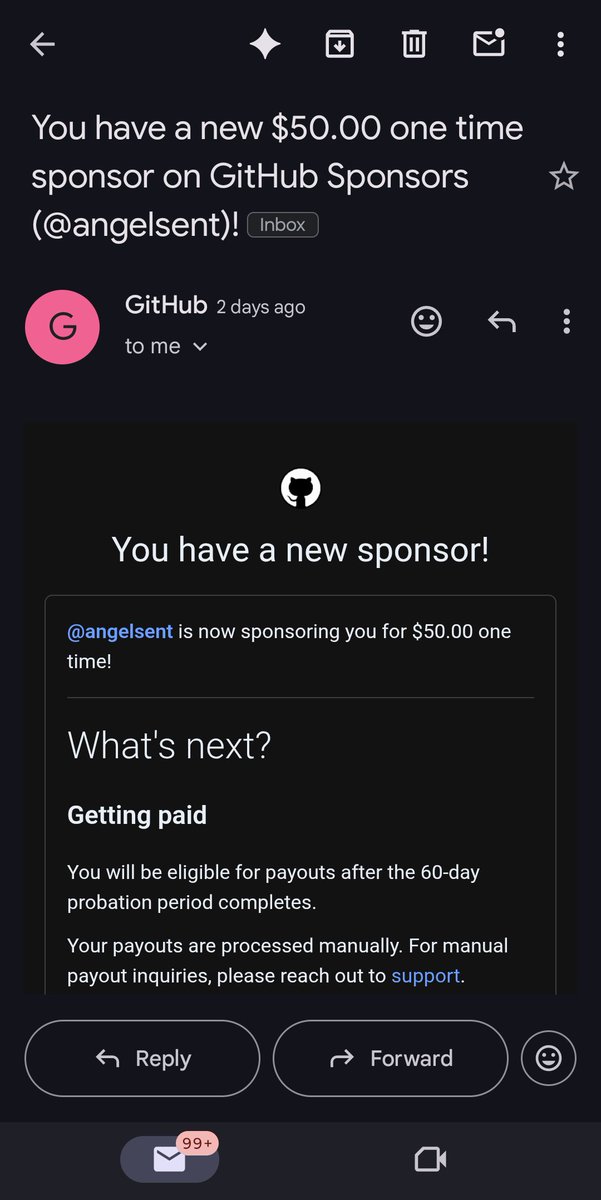 ash1sh0kumar's tweet image. got my second GitHub sponsor just a day after the first one!
guess posting my stuff here was a good idea after all
really grateful for everything that came out of it :)