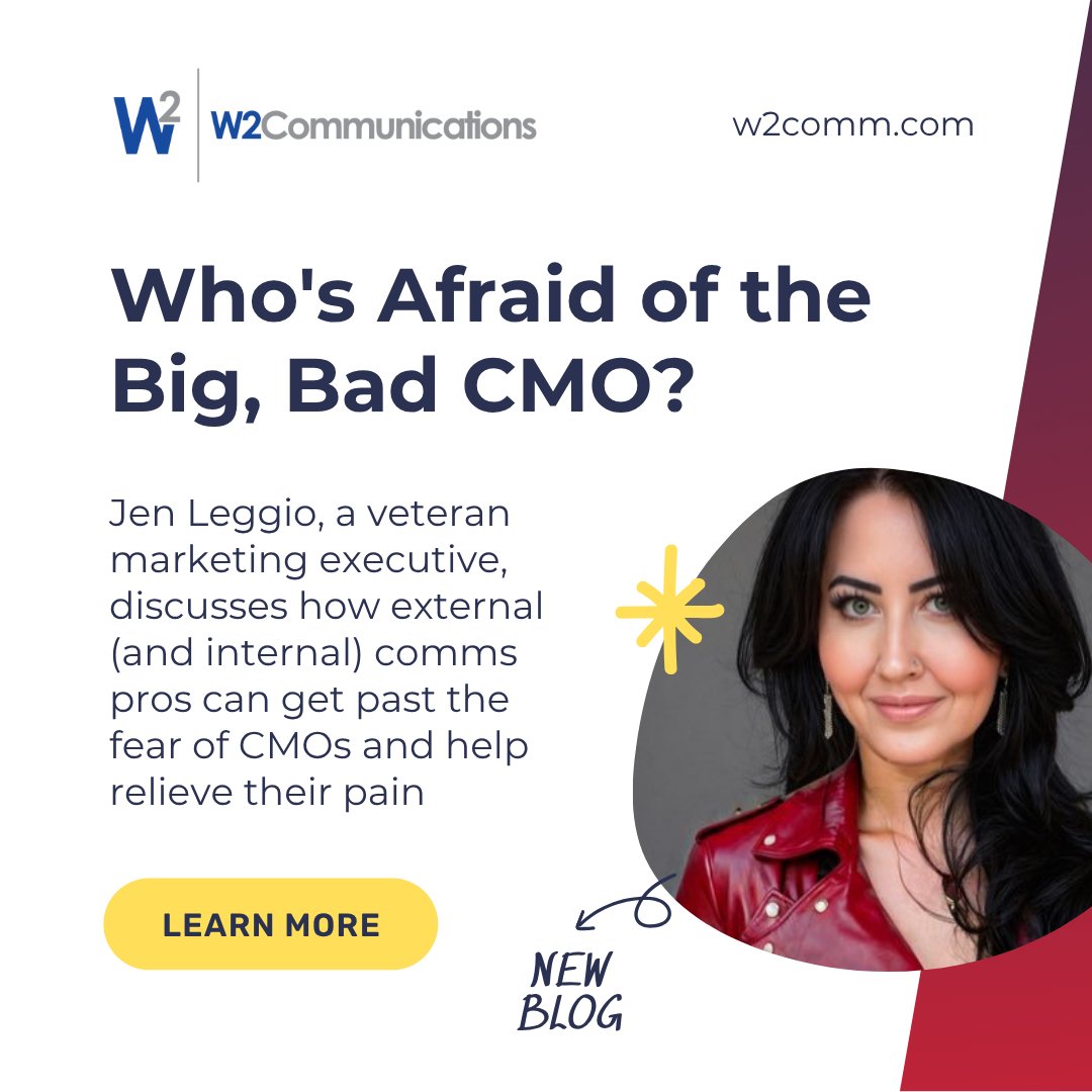 W2 Communications (@w2comm) on Twitter photo In her latest blog, <a href="/mediaphyter/">Jennifer Leggio</a>, a veteran marketing executive, discusses how external (and internal) communications pros can get past the fear of CMOs, discuss the value of communications programs with them and help relieve their pain. Read more: w2comm.com/discussing-val… In her latest blog, <a href="/mediaphyter/">Jennifer Leggio</a>, a veteran marketing executive, discusses how external (and internal) communications pros can get past the fear of CMOs, discuss the value of communications programs with them and help relieve their pain. Read more: w2comm.com/discussing-val…
