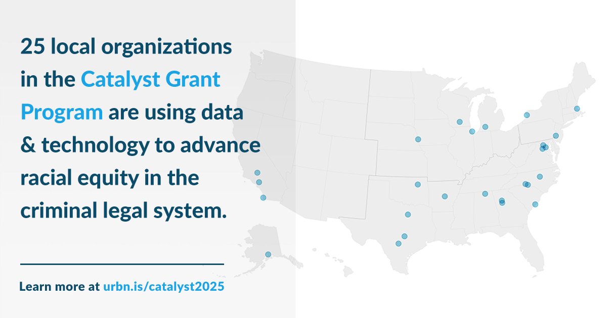 urbaninstitute's tweet image. 25 local organizations in the Catalyst Grant Program aim to use #data & #tech to drive progress towards a more equitable criminal legal system. Learn more today. urbn.is/44S1lPK
