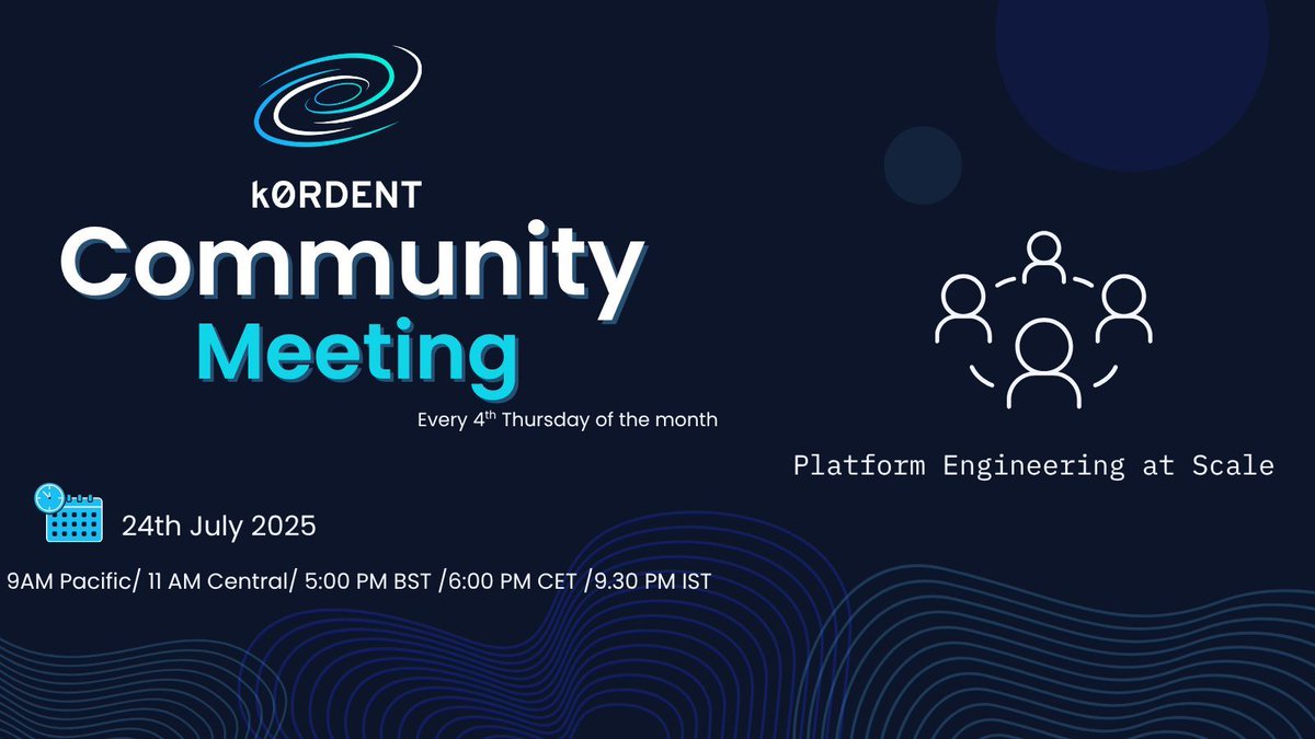 MirantisIT's tweet image. Join the First k0rdent Community Meeting!
We’re excited to launch the first ever k0rdent Community Meeting on July 24, 2025 and you’re invited. 💌
Whether you’re a contributor, user, or just curious, this is your chance to:
• Learn about new features and upcoming releases
•…