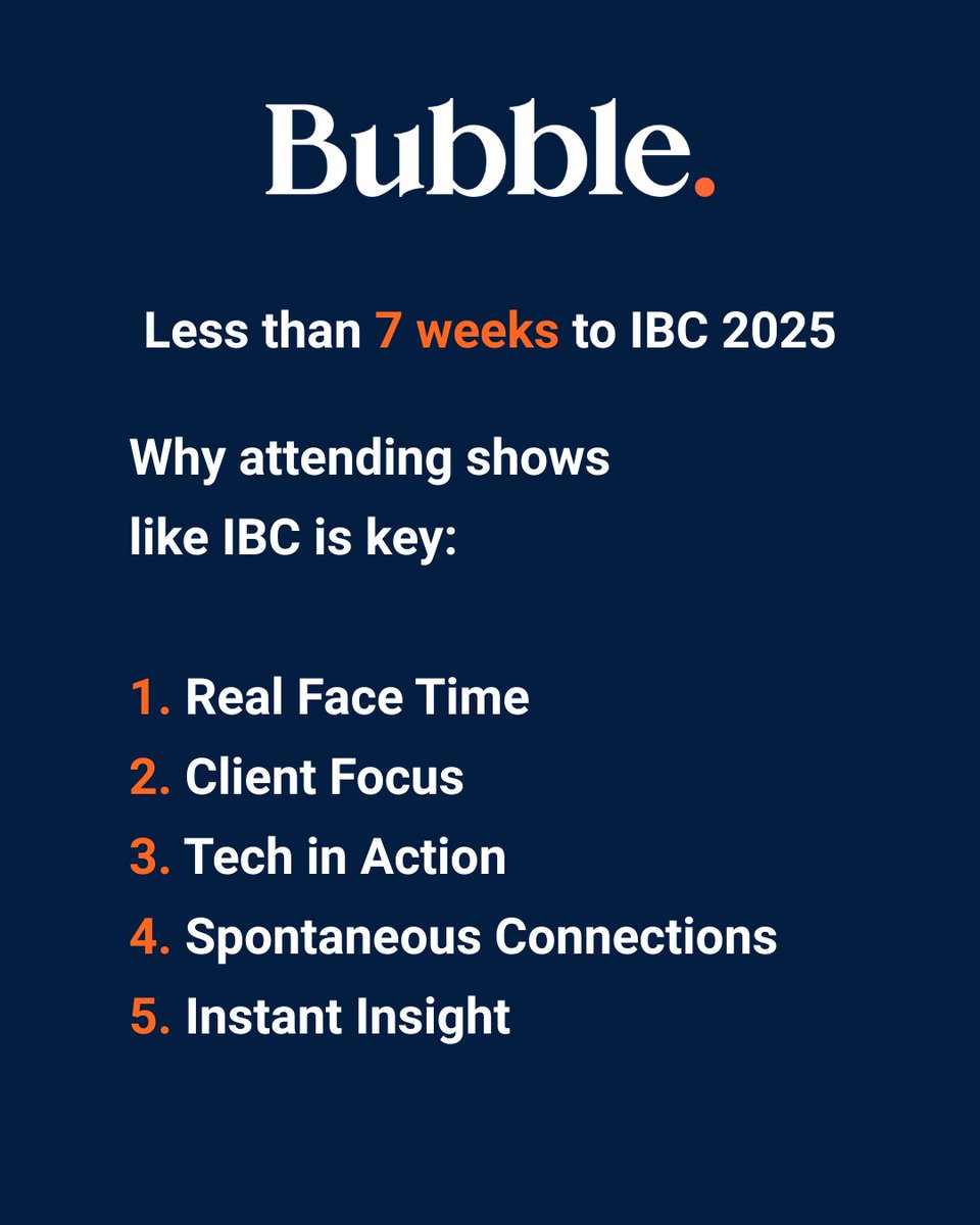For the media, broadcast and tech industries, <a href="/IBCShow/">IBC</a> is where the global conversation happens - in person.

At Bubble, we keep coming back for five reasons, IBC is not just a trade show - it is a strategic moment for our clients, and for the industry.

#IBC2025 #Broadcast