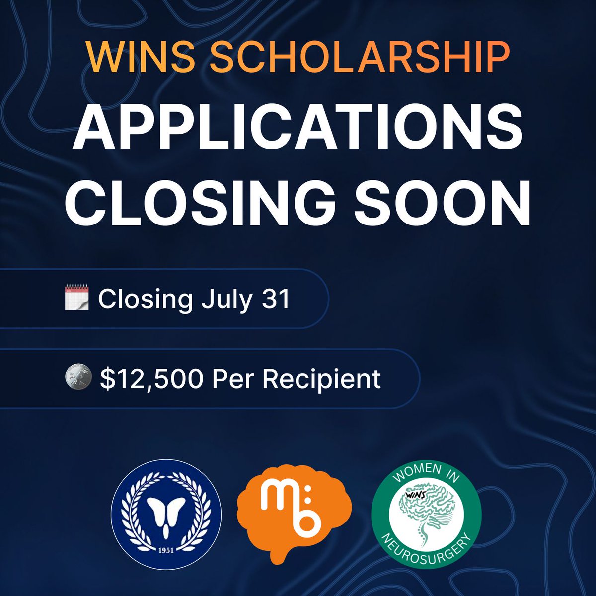 missionbrainorg's tweet image. Last Chance! Applications for the WINS x mission:BRAIN Scholarship close July 31st!
This unique opportunity is open to female neurosurgery residents and junior faculty looking to expand their training and research experience in the U.S.
🔗 Apply here: buff.ly/NnaKpV6