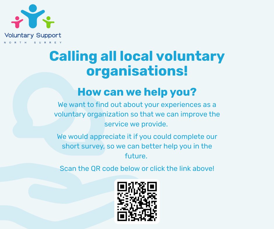 Charities and voluntary organisations in North Surrey- we wan to hear from you! 

Complete our short survey by 31st of July and enter a £100 voucher draw.  

Multiple responses are welcome! 

Help us help you.  

Take the survey here: ow.ly/jbTg50Wu0GU