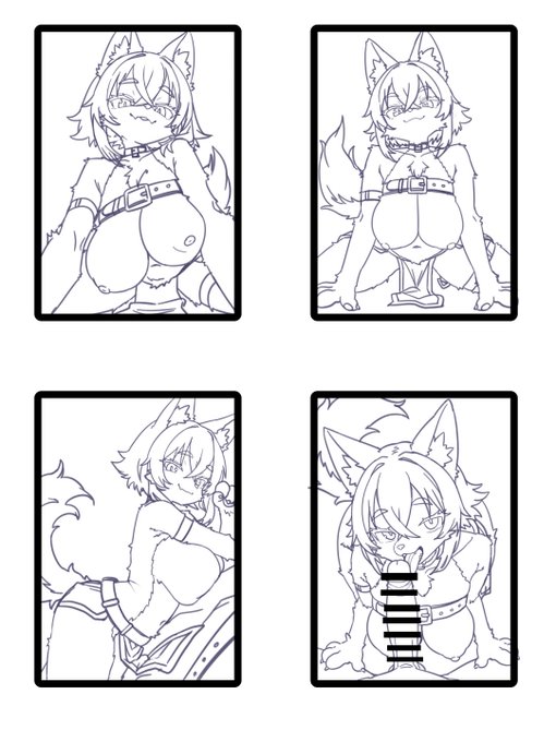 ケモのいろんなアングルのお顔を練習するのに、犬系獣人の構図出し用ラフを描きました、。 