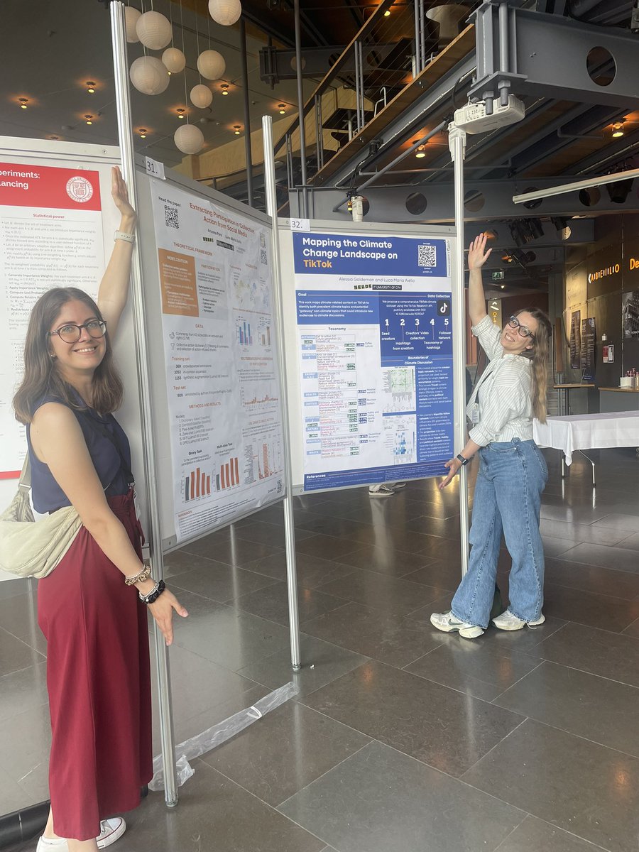 The Climate TikTok tour stops by Norrköping for <a href="/IC2S2/">IC2S2</a> 🌱  I presented “Mapping the climate change discussion on TikTok” at the poster session – had fun with my friend and poster buddy <a href="/arianna_pera1/">Arianna Pera</a> next to me. Vote for poster 32 and check out the paper: tinyurl.com/23atjxny