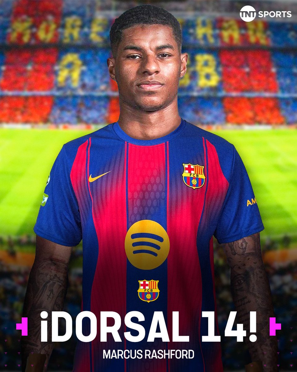 TNT Sports México (@tntsportsmex) on Twitter photo ¡Marcus Rashford portará la 1️⃣4️⃣ de Cruyff con Barcelona!
De acuerdo con <a href="/EnzoOlivera/">Enzo Olivera</a>, el atacante inglés usará el mismo dorsal que el mítico exfutbolista neerlandés. ¡Marcus Rashford portará la 1️⃣4️⃣ de Cruyff con Barcelona!
De acuerdo con <a href="/EnzoOlivera/">Enzo Olivera</a>, el atacante inglés usará el mismo dorsal que el mítico exfutbolista neerlandés.