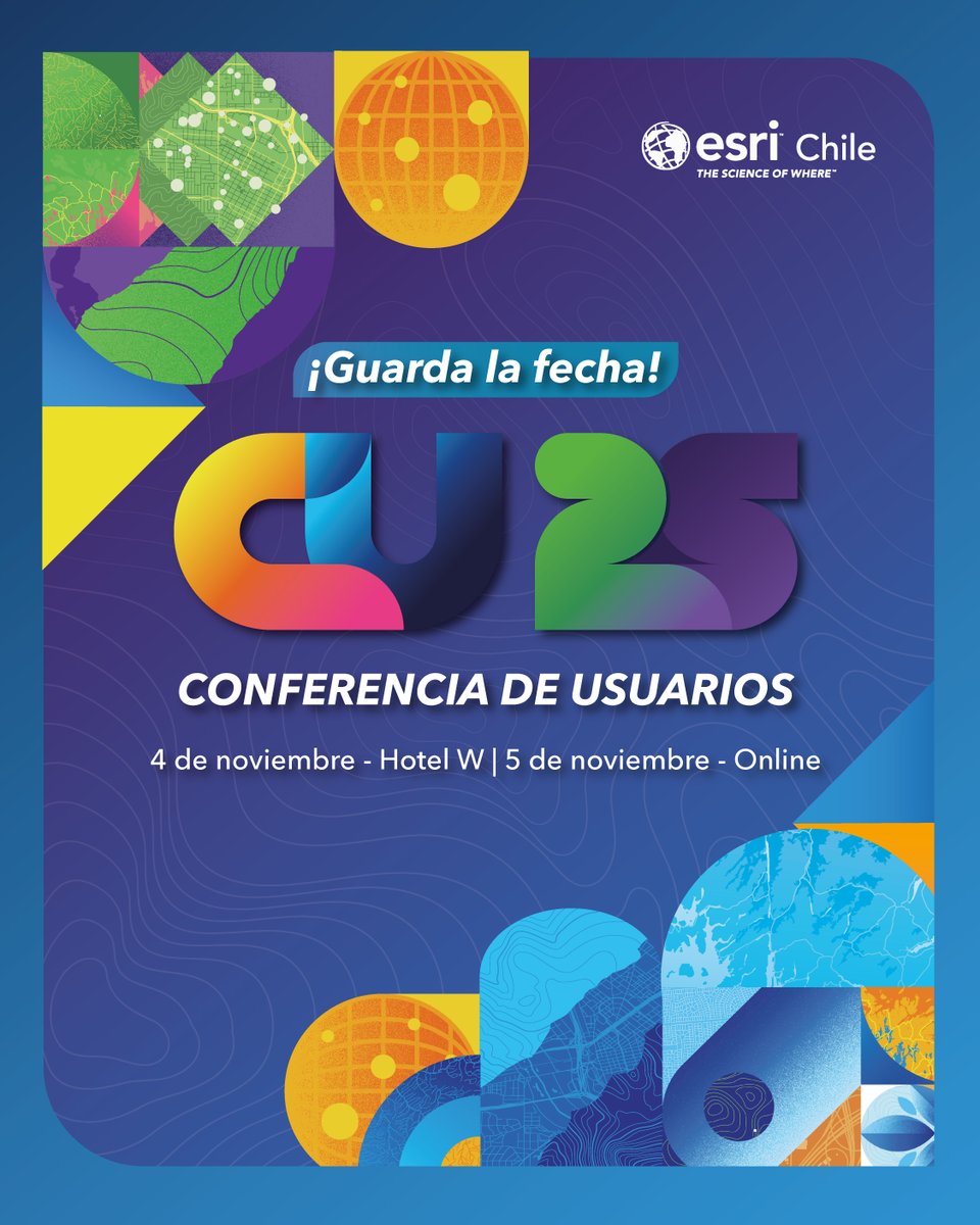 ESRIChile's tweet image. ¡YA ES OFICIAL!
Nos vemos en nuestra próxima Conferencia de Usuarios: 4 y 5 de noviembre 2025 🌟
👉 Regístrate en: f.mtr.cool/ethyzhvxcc
#CUEsriChile2025 #ComunidadGIS #TechConference