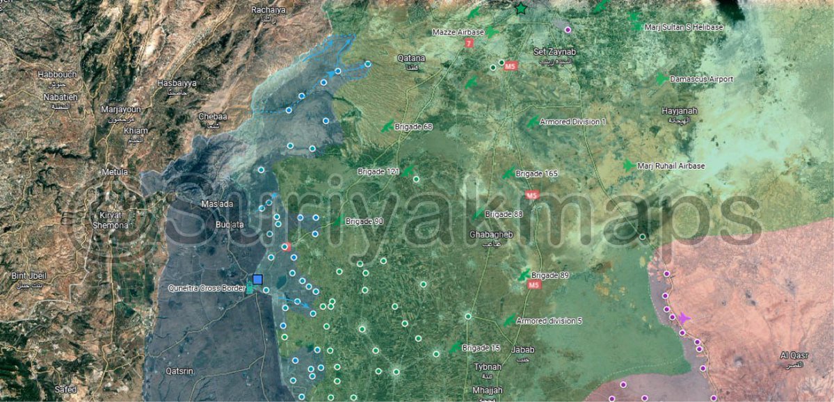 NationalIndNews's tweet image. #BREAKING #Syria JUST IN: The Israel Defense Forces (IDF) have advanced further into southern Syria.
They are now just 15 km from the capital, Damascus.
Map: Suriyakmaps