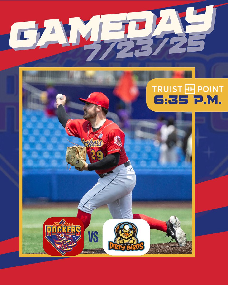 🔥 GAMEDAY IS HERE 🔥
The Rockers take on the Dirty Birds TONIGHT at Truist Point!
First pitch at 6:35 PM — don’t miss the action! ⚾💥 #RockThePoint #GameDayVibes #HighPointRockers