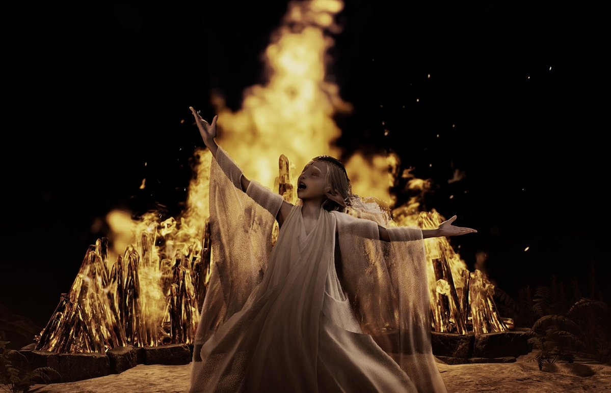 aevanko's tweet image. Not sure why there is child sacrifice in the festival but the song she sung while going up in flames was pretty nice