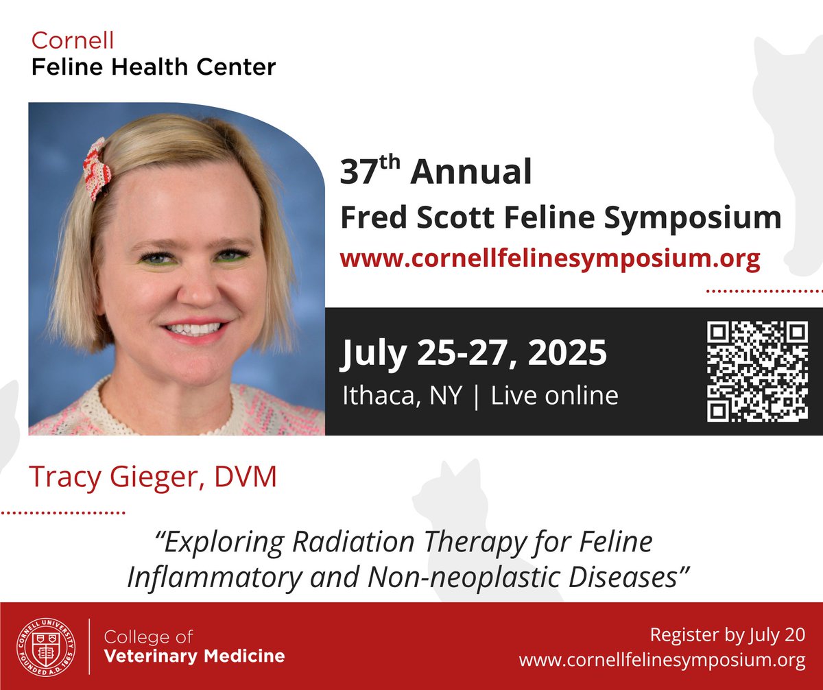 Online registration is still available! Join renowned veterinarian, Tracy Gieger, DVM, at this year’s 37th Annual Fred Scott Feline Symposium. Click the link below to see our full agenda and to register.
hubs.la/Q03y6nbf0