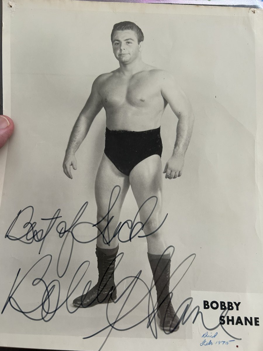 BarryHatchet's tweet image. Added a RARE autograph ✍🏻 to the collection today! The Original King 👑 Bobby Shane! I believe he gave @JerryLawler the crown?!