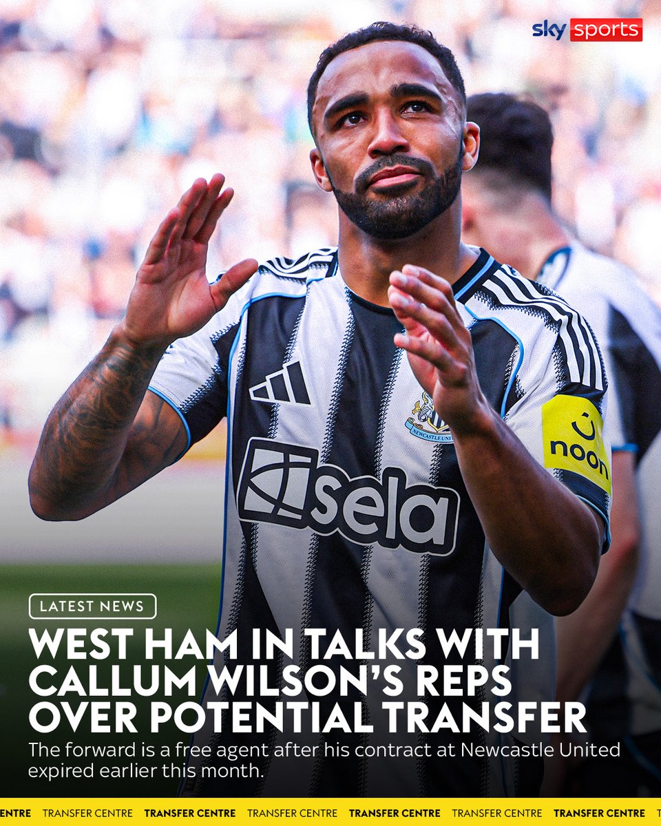 SkySportsPL's tweet image. West Ham are in talks with Callum Wilson’s representatives over a deal to sign him after his contract expired at Newcastle 🚨