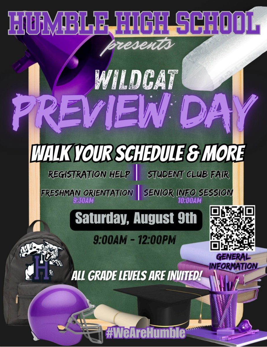 Wildcats! Mark your calendars for Wildcat Preview Day. The counselors forward to seeing you!