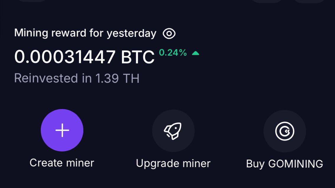 Today’s earnings. ⛏️

Highly recommend acquiring computing power from GoMining! #Bitcoin 

gomining.com/?ref=OOMXJPY