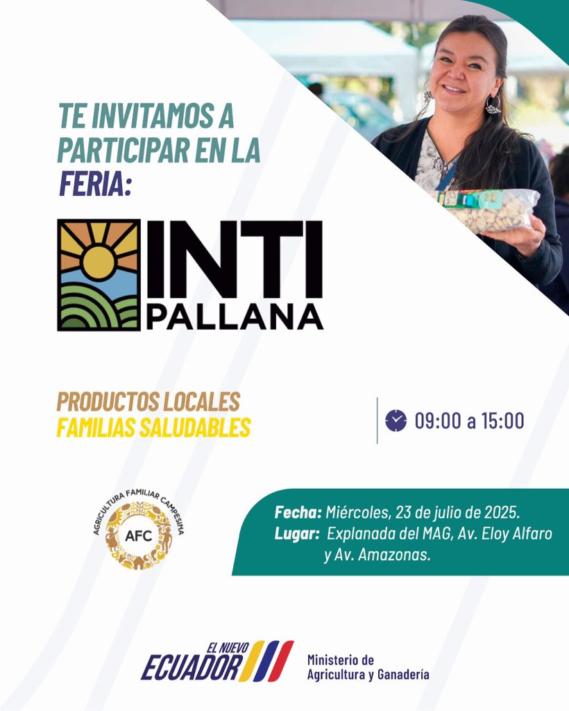 ¡Aún estás a tiempo! 🌾👨🏻‍🌾

Acércate a la Plazoleta del #MAG y disfruta los sabores auténticos de la Amazonía: quesos artesanales de Cuyuja – Napo y más productos de la Agricultura Familiar Campesina.
🌱 Naturales, saludables y con identidad.

📍 Av. Amazonas y Eloy Alfaro – Quito