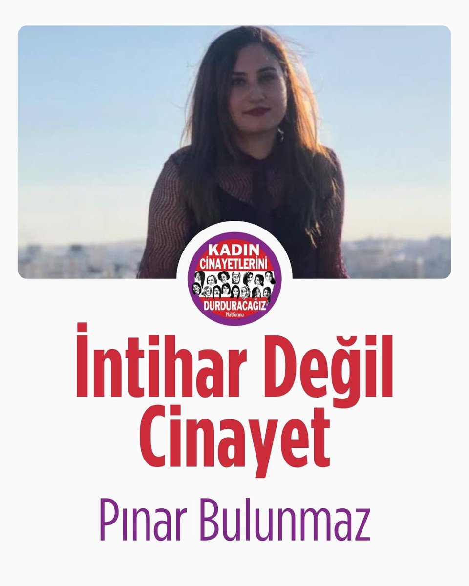 kcdplatformu's tweet image. Pınar Bulunmaz 22 Şubat 2024 tarihinde evli olduğu erkekle tartıştı. Ardından ateşli silahla vurulmuş olarak ölü bulundu. Daha önce çok kez örneğini gördüğümüz gibi, Pınar’ın ölümü de intihar süsü verilerek karanlıkta bırakılmak isteniyor. Pınar intihar etmedi, erkek şiddeti ile…