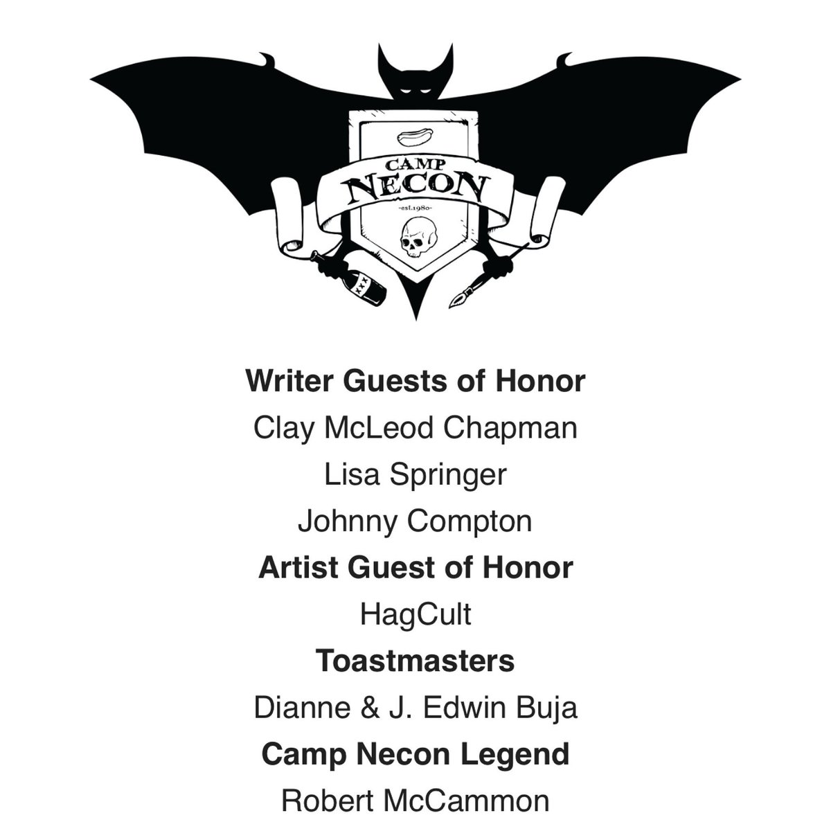 claymcleod's tweet image. Never been a guest of honor before. This absolutely blows my mind. Hope to see you at Camp Necon 44 next year… Registration is now open.