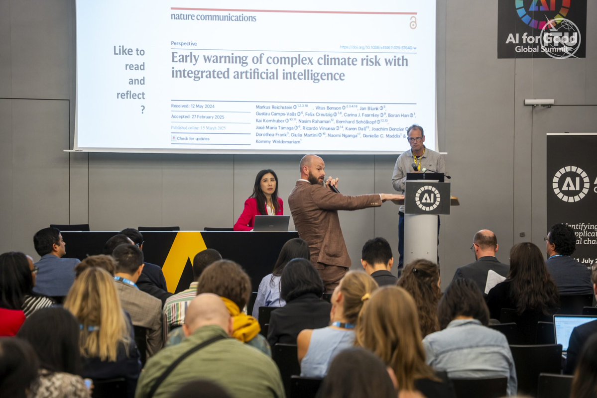 Ellis_Unit_Jena's tweet image. 🌱@Reichstein_BGC presented at @AIforGood Global Summit 2025 on July 8.
🛰️ Workshop: "Human-centered AI for Disaster Management: Empowering Communities through Standards"
🧭 Title: "AI for Early Warning of Complex Climate Risk – a science perspective"
🔗ellis-jena.eu/ai-for-good-gl…