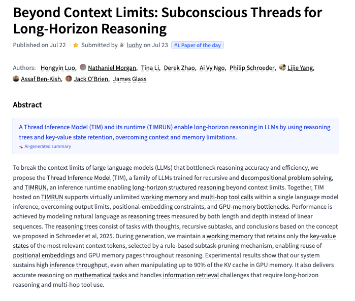 Beyond Context Limits

Subconscious Threads for Long-Horizon Reasoning