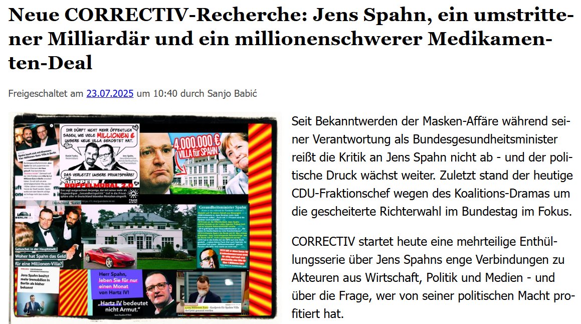Nicoles44180590's tweet image. #CORRECTIV-Recherche: #Spahn, ein umstrittener Milliardär #Angermayer Trump nahe, und ein millionenschwerer Medikamenten-Deal
Freigeschaltet am 23.07.25 durch Sanjo Babic
Wird es nicht langsam eng für den angehenden #Bundeskanzler
Richterwahlen wie in den USA haben wir bereits