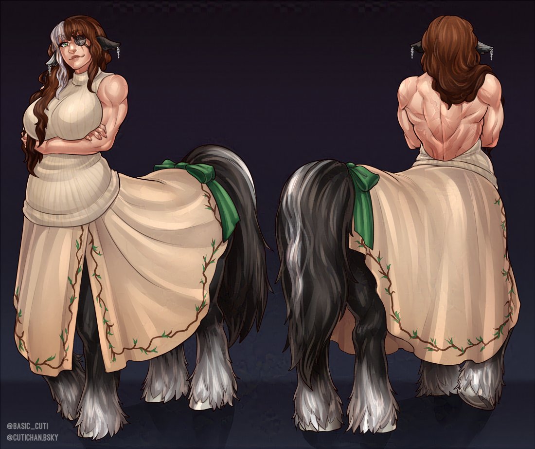Basic_Cuti's tweet image. Centaur girl reference sheet.
#commission