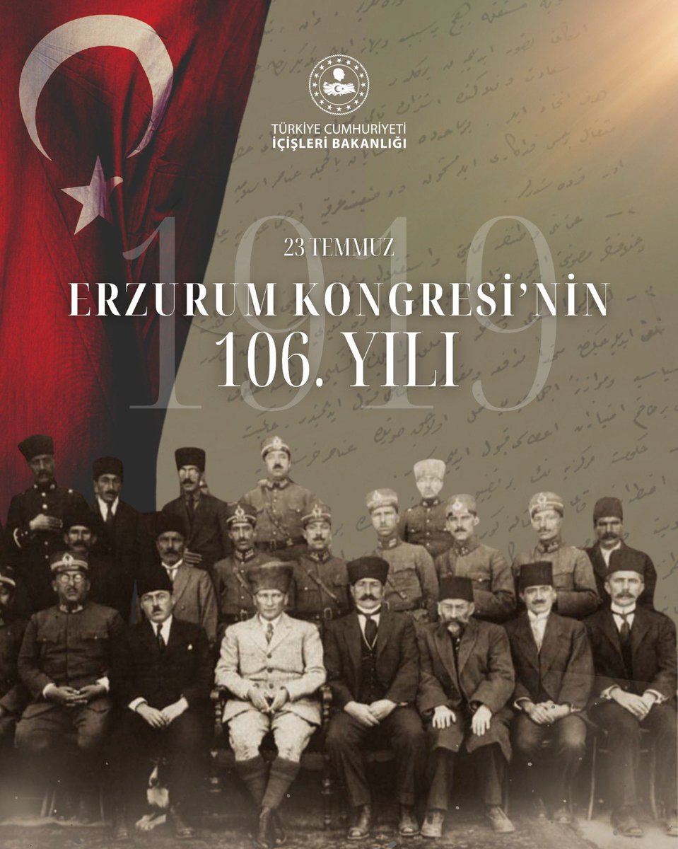“Milli sınırlar içinde vatan bölünmez bir bütündür, parçalanamaz!” 

Milli Mücadele ruhunun dalga dalga tüm Anadolu’ya yayıldığı #ErzurumKongresi’nin 106. yıl dönümünde, başta Cumhuriyetimizin banisi Gazi Mustafa Kemal Atatürk olmak üzere tüm şehitlerimizi rahmet, minnet ve