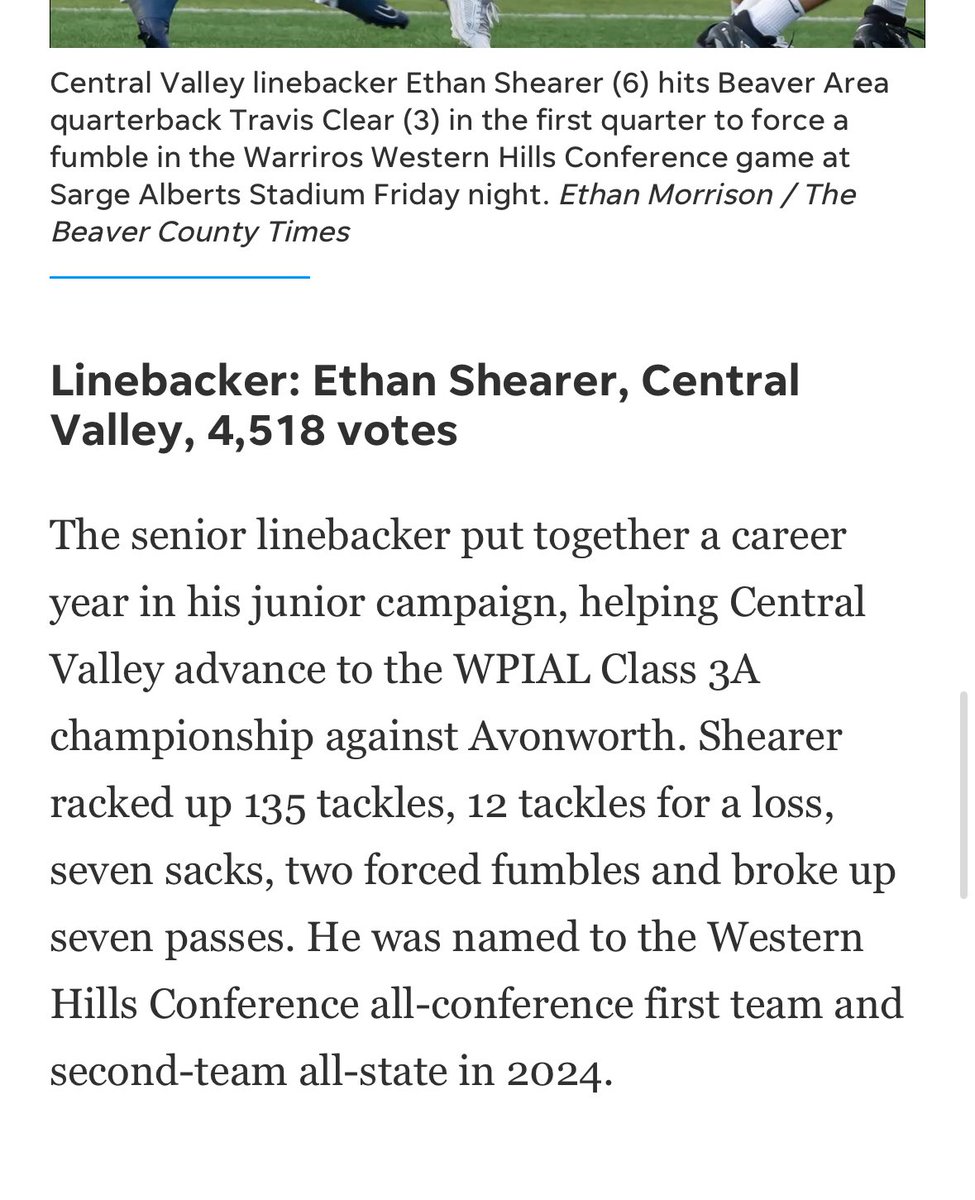 E_Shearer1092's tweet image. Honored to be named Top Returning Linebacker in the Beaver Valley. Thank you to The Times and to everyone who voted for the recognition and support! @EthanMorrison26 @bctimes @cvqbclub @RoccoMartini23 @wpialsportsnews @WPIAL_Insider @PA_TodaySports