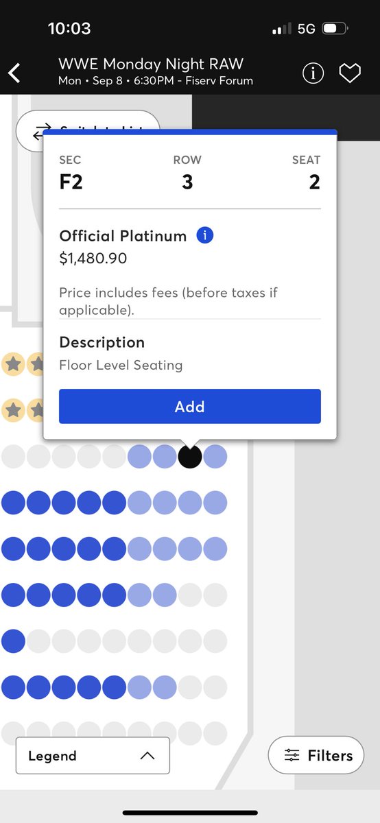 pariscaswell's tweet photo. Not me getting excited about getting pre sale for @WWE RAW in Milwaukee for my little brother only to get in and see this .. DO BETTER @Ticketmaster this is so disgusting. This is why we use @TickPick for everything. https://t.co/t48P0b4mme
