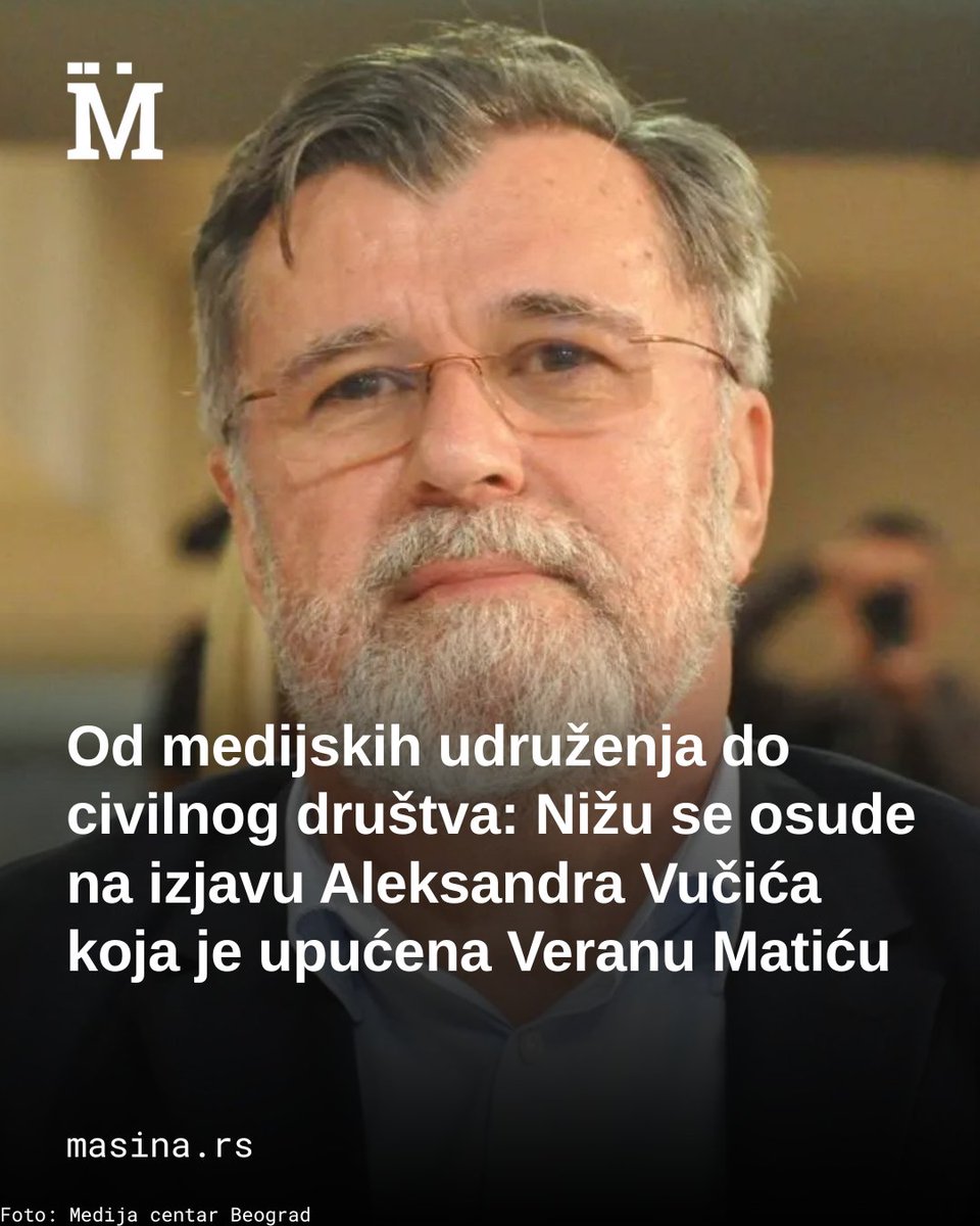 MasinaRS's tweet image. Više desetina organizacija civilnog društva oštro je reagovalo na izjavu predsednika Srbije Aleksandra Vučića, koji je pozvao Verana Matića da se izvini osobama optuženim za ubistvo novinara Slavka Ćuruvije i „odnese im flašu vina“. Organizacije ocenjuju da takav istup…