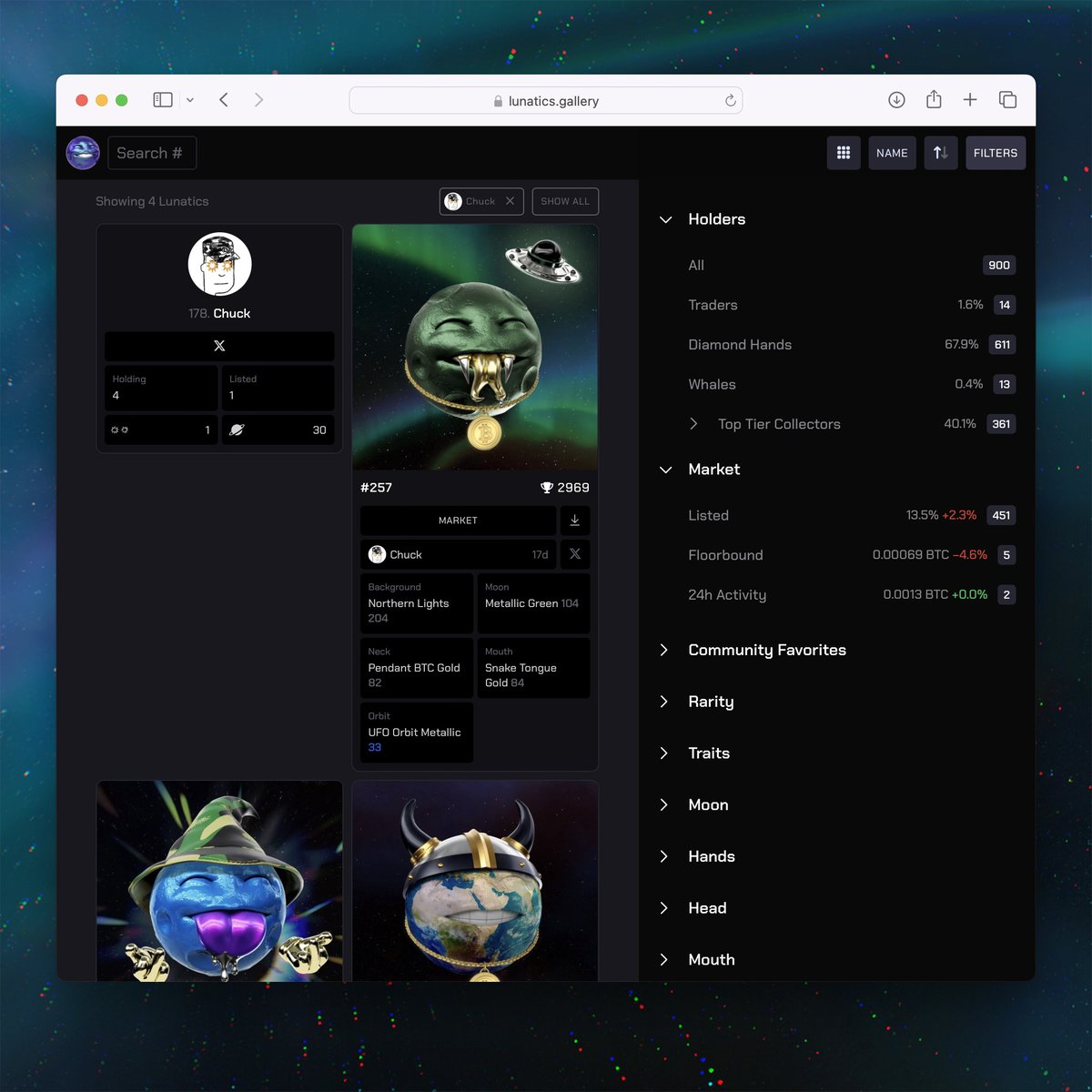 CreatorBitcoin's tweet image. Good morning
Builders build.
A while back, I created the first version of the Lunatics Gallery, and then I started improving it.
That escalated a bit and now it has become an extremely extensive collection explorer.
You can find everything: traits, rarity, listing prices, but…