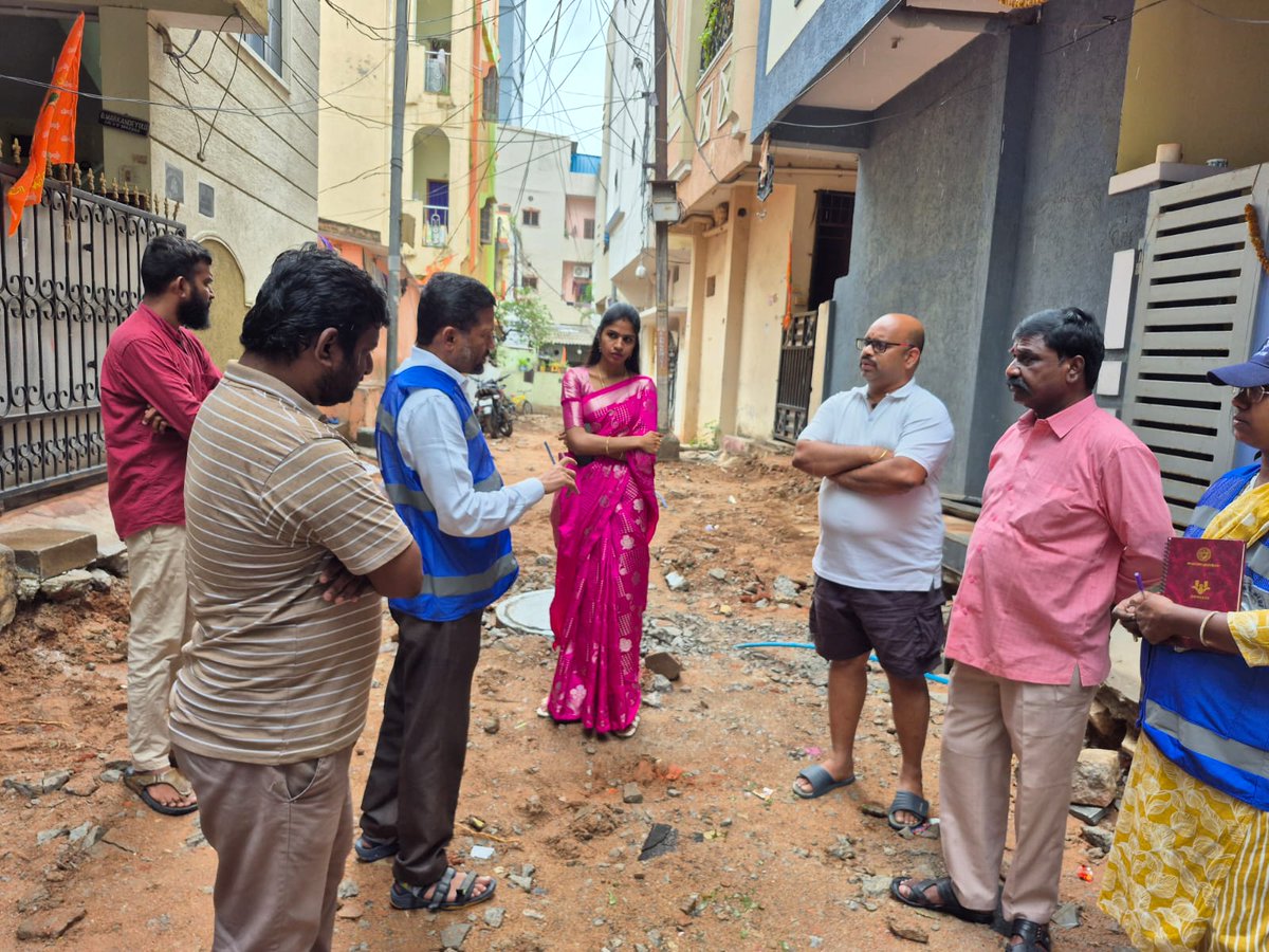 Sir,

Inspected on request of Hon'ble Corporator Smt Hema Garu on water supply line and connections issue, due to laying of new CC Road, explained Corporator and Consumers at site for normal supply n got convinced of Srinivasa Nagar Section under Div 7.

GM 7