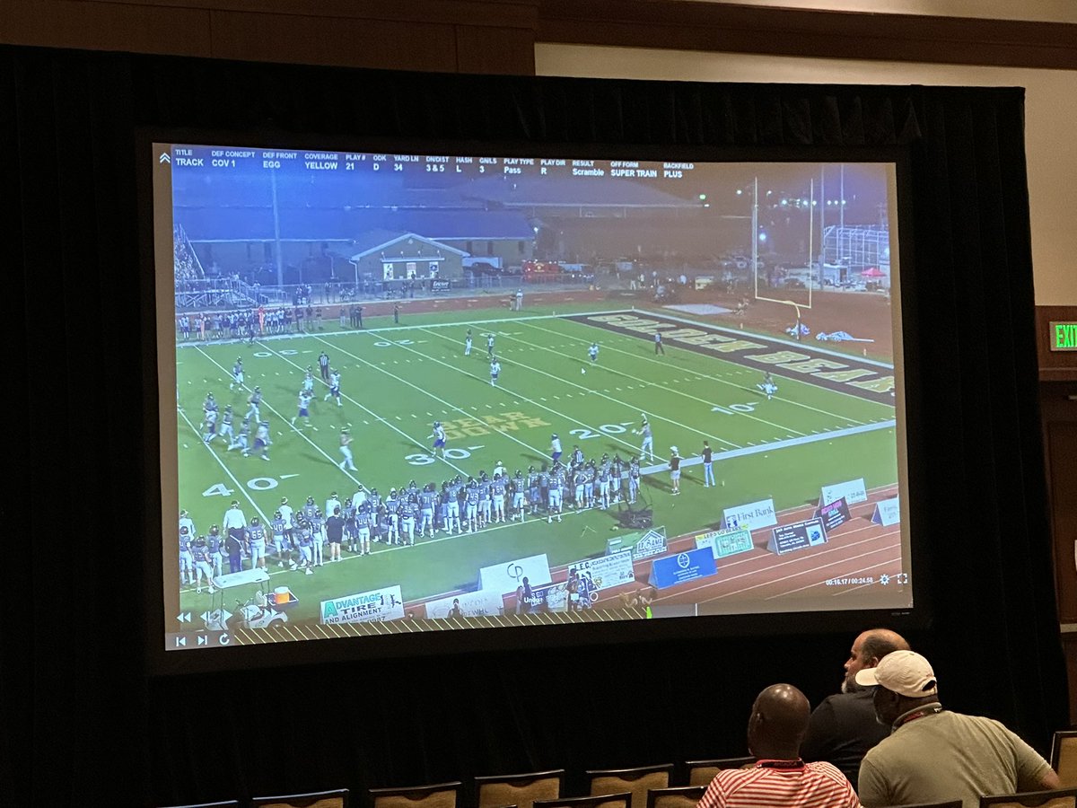 AHSAAUpdates's tweet image. Coach Chris Metcalf from @SpringvilleHS speaking now on our Football Coaching School talking about Defense