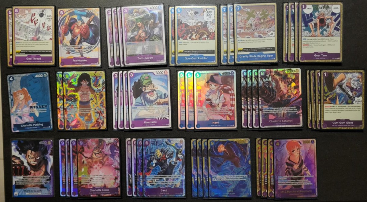 Wanheda195's tweet photo. Monday I went 4-1 with my UP Luffy decklist at Outpost Antwerp!

Matchups:
GY Yamato 
UP Luffy
RG Smoker
RG Smoker
RB Koby

@TCGshopE @OutpostAntwerp 
#onepiece #onepiecetcg #onepiececardgame https://t.co/jSl245Xko0