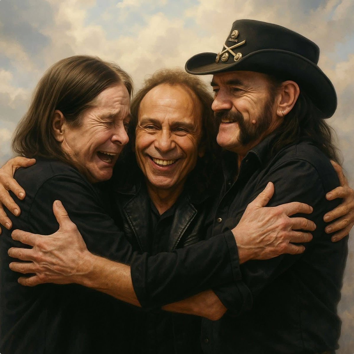 Reunited once again. These 3 individuals were the pinnacle of hard rock music. #OzzyOsbourne #Dio #LemmyKilmister #Legends