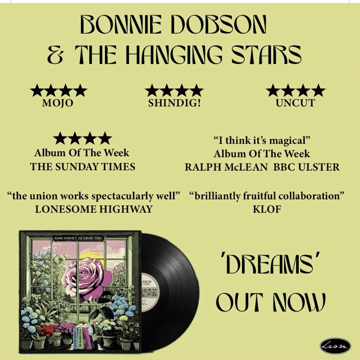 RalphMcLeanShow's tweet image. Glad to see Dreams, the new #BonnieDobson album with @TheHangingStars getting rave reviews..including one from me!  It deserves it. Another gem from @LooseMusic #americana