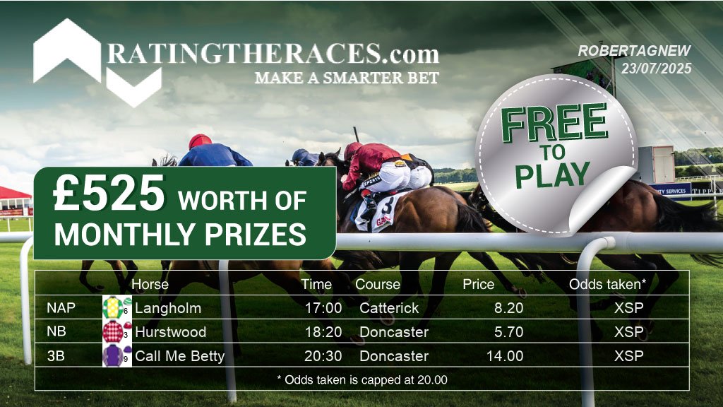 robertagnew (@robertagnew41) on Twitter photo My #RTRNaps are:
Langholm @ 17:00
Hurstwood @ 18:20
Call Me Betty @ 20:30
Sponsored by <a href="/RatingTheRaces/">RatingTheRaces</a> - Enter for FREE here: bit.ly/NapCompFreeEnt… My #RTRNaps are:
Langholm @ 17:00
Hurstwood @ 18:20
Call Me Betty @ 20:30
Sponsored by <a href="/RatingTheRaces/">RatingTheRaces</a> - Enter for FREE here: bit.ly/NapCompFreeEnt…