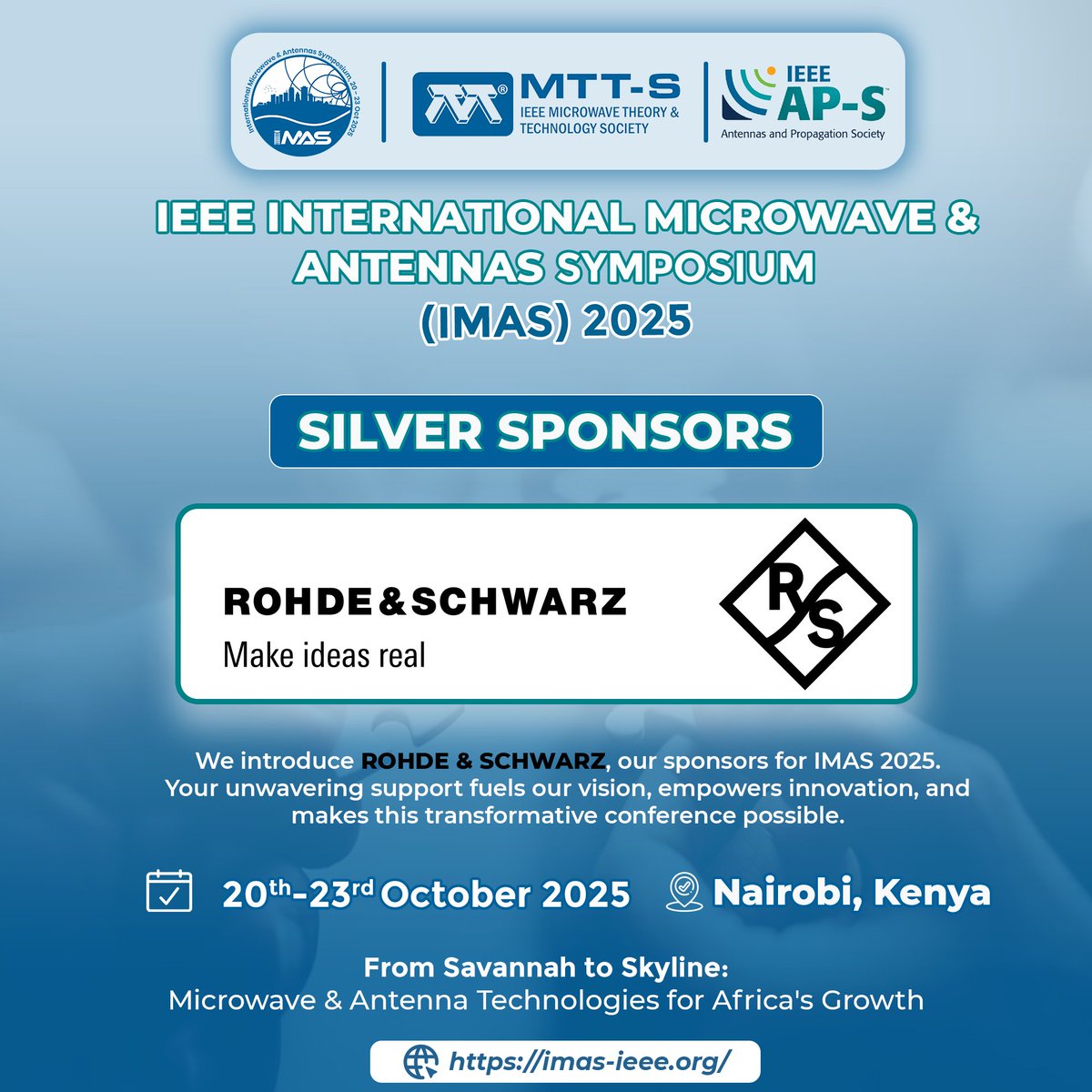 IMAS 2025 (@imas2025) on Twitter photo Innovation thrives with partners like <a href="/RohdeSchwarz/">Rohde & Schwarz</a>! 🌟 Grateful for your Silver Sponsorship of #IMAS2025 – enabling transformative discussions on microwave tech for Africa’s growth.
🗓️ Oct 20-23 | 📍 Nairobi
👉 imas-ieee.org
#RF #Engineering #AfricaTech #IEEE Innovation thrives with partners like <a href="/RohdeSchwarz/">Rohde & Schwarz</a>! 🌟 Grateful for your Silver Sponsorship of #IMAS2025 – enabling transformative discussions on microwave tech for Africa’s growth.
🗓️ Oct 20-23 | 📍 Nairobi
👉 imas-ieee.org
#RF #Engineering #AfricaTech #IEEE