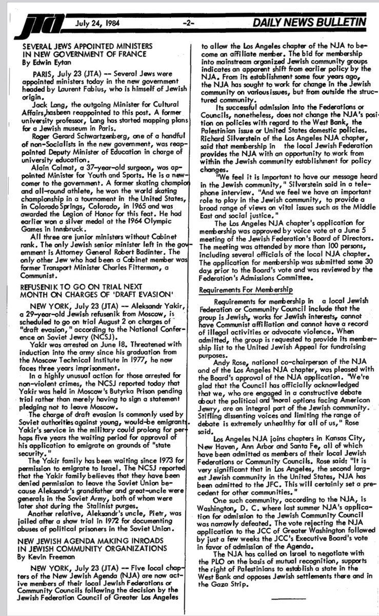 WashingtonViews's tweet image. Remembering New Jewish Agenda (NJA): American "Progressive" Jewish groups....Before them came Breira and other Jewish groups on the left...After them came J Street and others on the left...#OnThisDay in 1984: @JTANews reporting #NewJewishAgenda