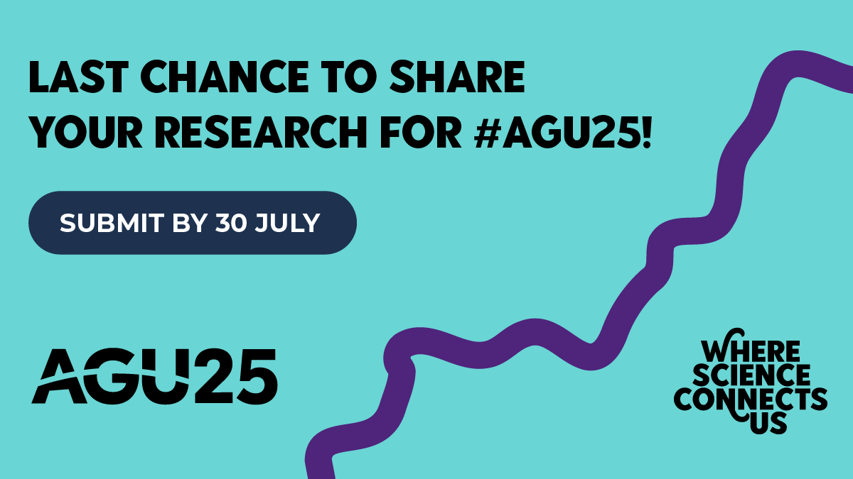 theAGU's tweet image. ⏰ Hurry to submit your #AGU25 abstract!
👉 Deadline is 30 July: lite.spr.ly/6003yIpx