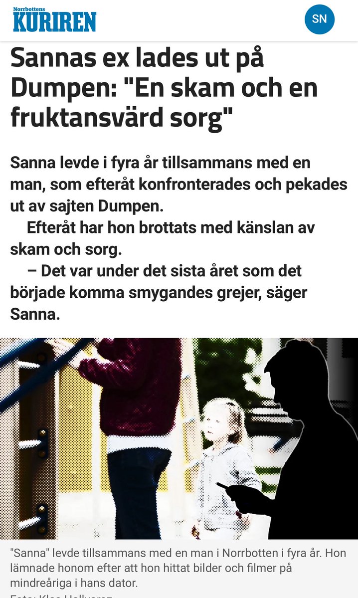 dumpen_se's tweet image. Vill tipsa om en otroligt bra artikel i Eskilstuna-Kuriren. Journalisten och kvinnan som levt i en relation med en man vars sexuella dragning är riktad mot barn berättar öppet och ärligt som smärtan och den skam hon kände trots att den inte var hennes att bära. Journalisten…