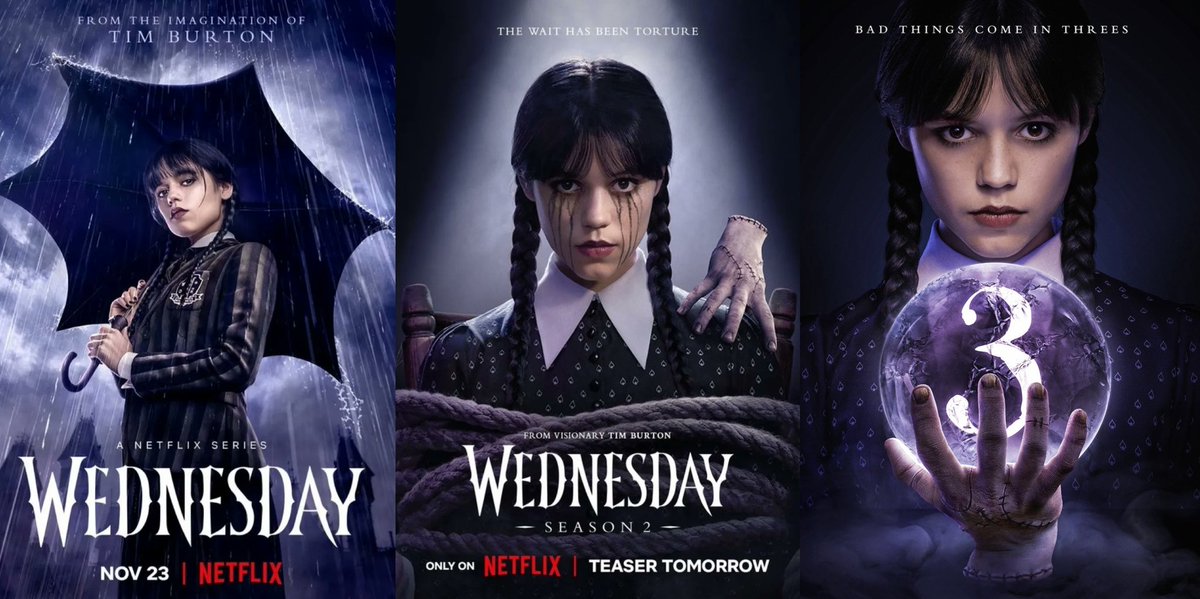Roxdk7's tweet photo. Wednesday season 1, 2 and 3 https://t.co/5VGv7ulHFW