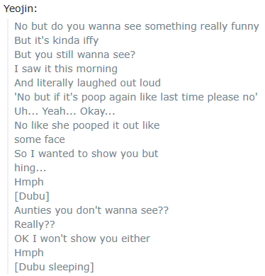 litell_johnn's tweet image. Chat highlights: Yeojin gets talked out of posting more Dubu poop photos (250723)
Text links:
reddit.com/r/LOONA/commen…