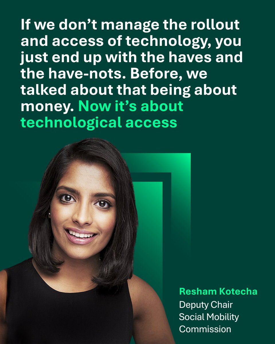 Social Mobility Commission (@smcommission) on Twitter photo Deputy Chair <a href="/ReshamKotecha/">Resham Kotecha</a> recently spoke to <a href="/tpCoalition/">Purpose Coalition</a> Breaking Down Barriers Magazine about the future of AI - and who it will serve.
She explored how AI could be used as a tool to level the playing field - but how it could also potentially widen disadvantage gaps. Deputy Chair <a href="/ReshamKotecha/">Resham Kotecha</a> recently spoke to <a href="/tpCoalition/">Purpose Coalition</a> Breaking Down Barriers Magazine about the future of AI - and who it will serve.
She explored how AI could be used as a tool to level the playing field - but how it could also potentially widen disadvantage gaps.